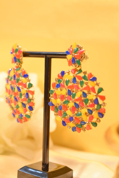 Rainbow Stone Statement Earrings