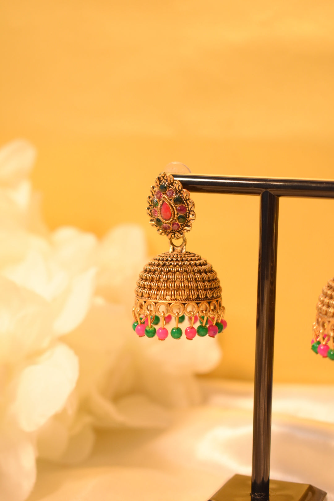 Pink & Green Jhumka