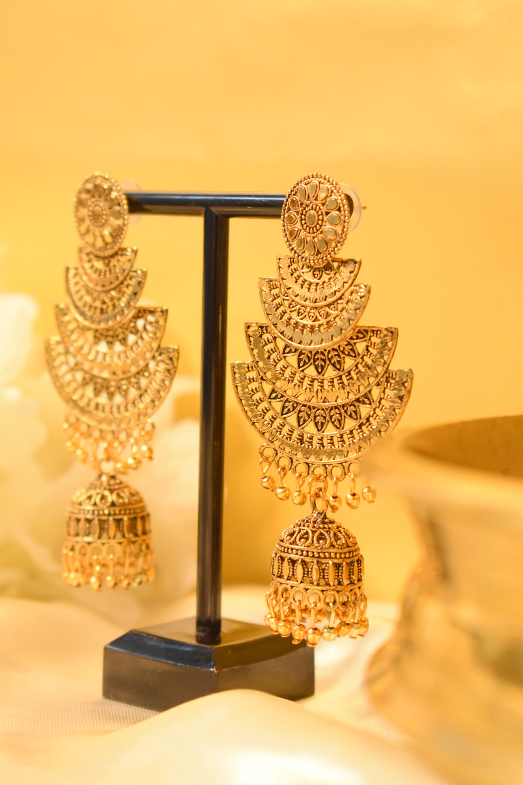 Gold Layered Dangle Jhumka