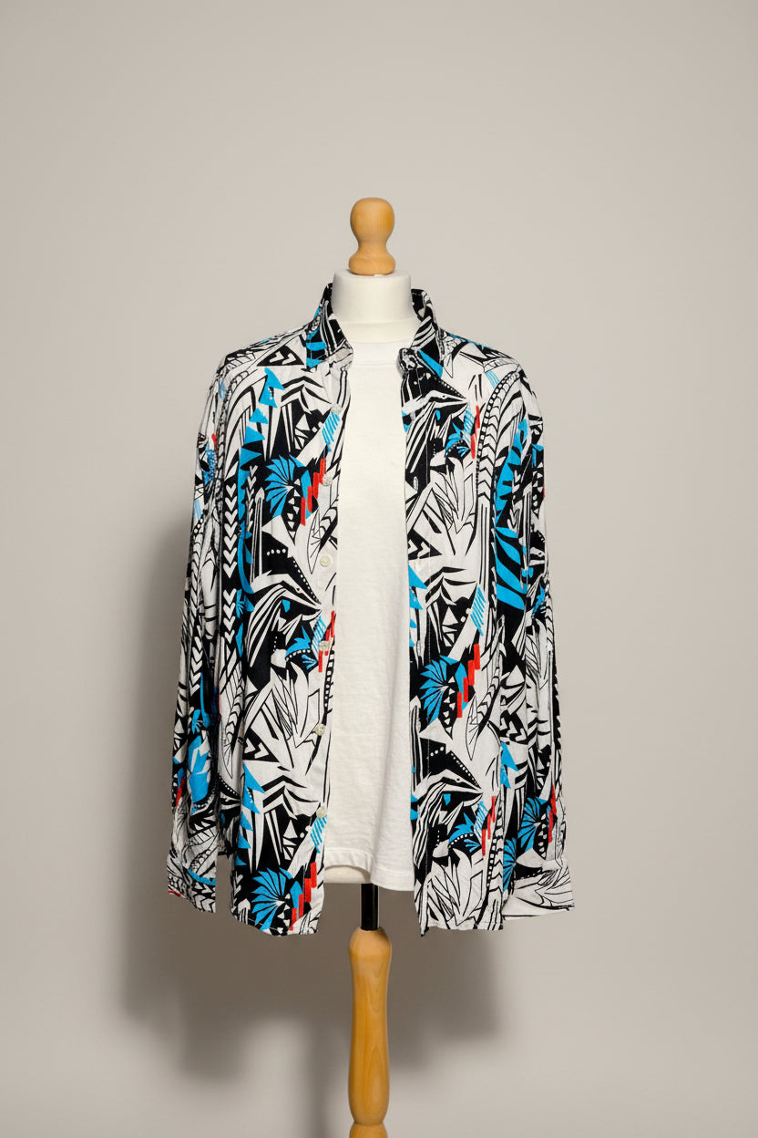 US Petrol Long Sleeve Pattern Button-Down Shirt