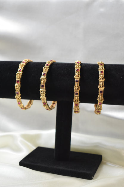 Set of 4 Ruby Gem Bangles