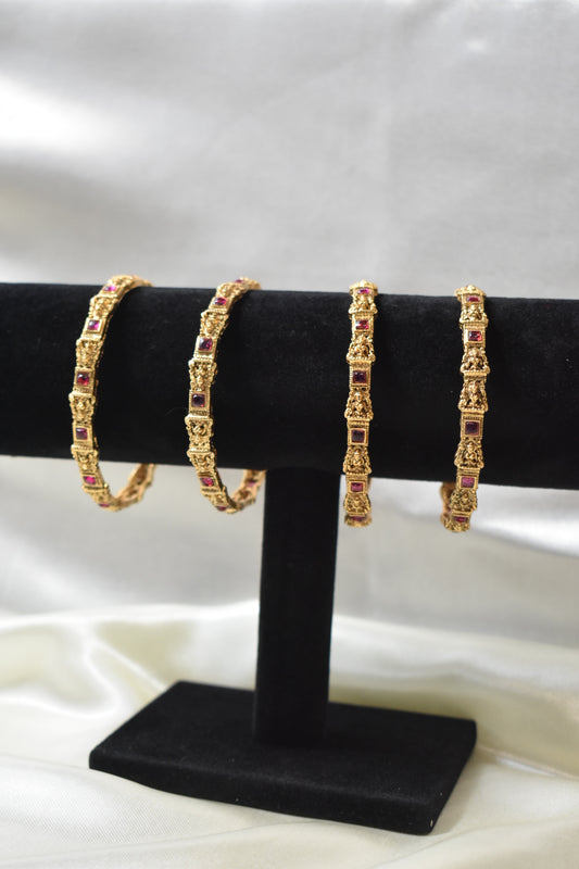 Set of 4 Ruby Gem Bangles
