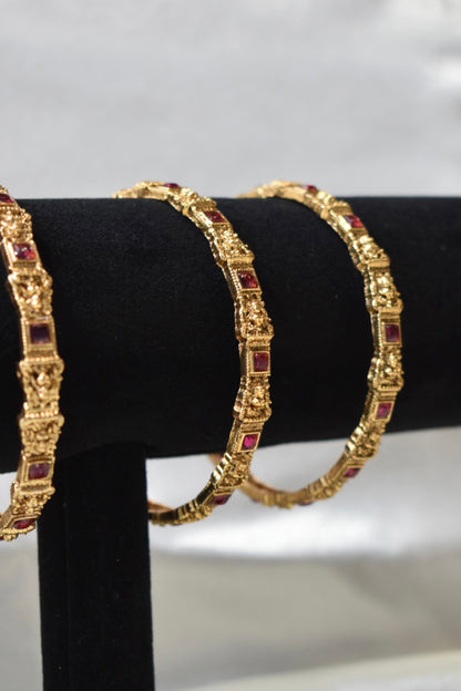 Set of 4 Ruby Gem Bangles