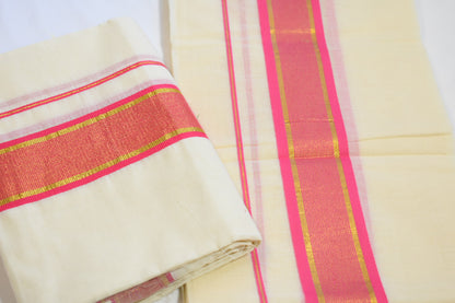 Pink & Gold Line Set Mundu