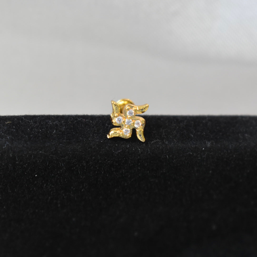 Swastika Shaped Nose Pin