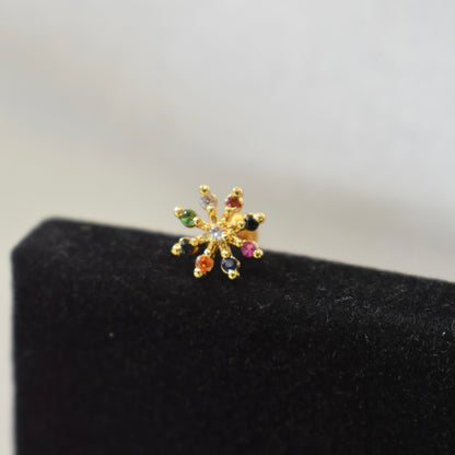 Multi Colour Flower Nose Pin