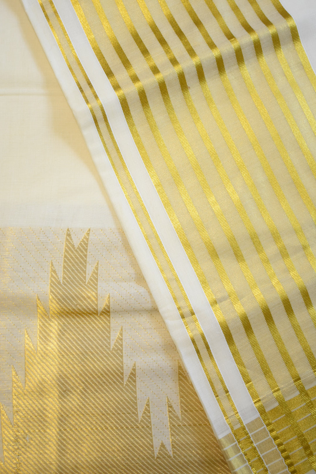 Traditional Gold Temple Design Set Saree
