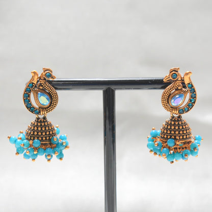 Blue Peacock Jhumka