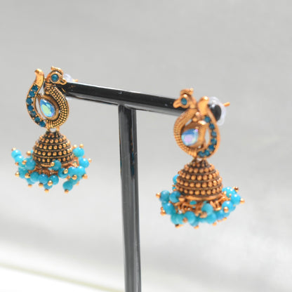 Blue Peacock Jhumka