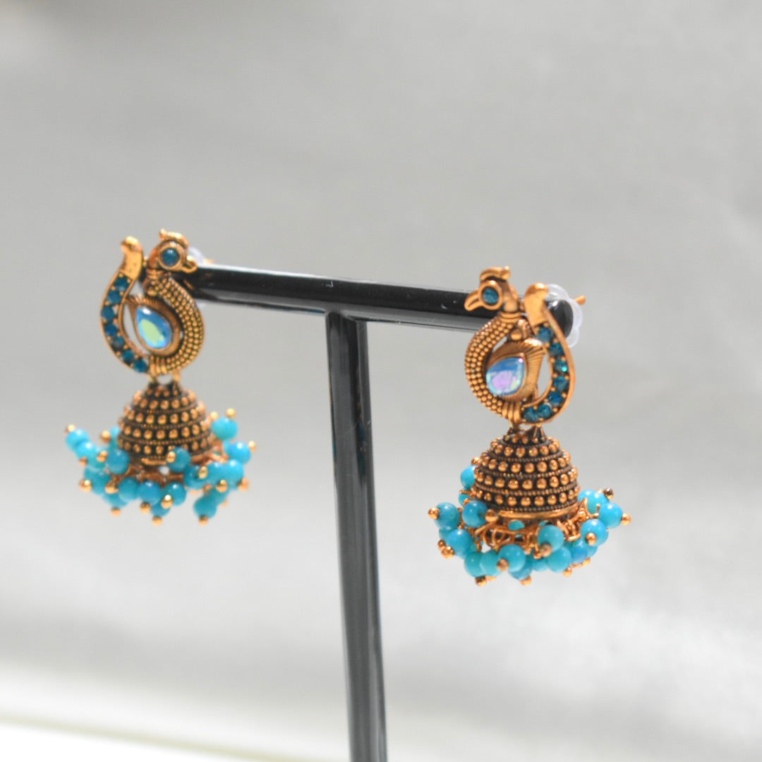 Blue Peacock Jhumka