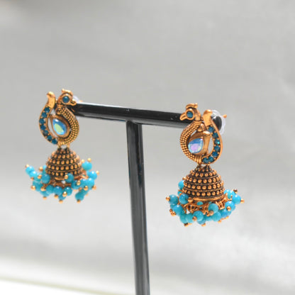 Blue Peacock Jhumka