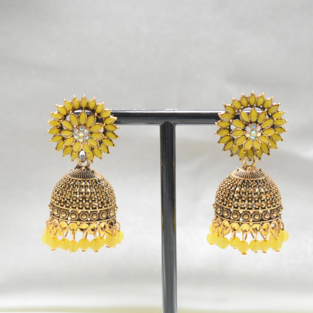Yellow Large Flower Jhumka