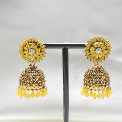 Yellow Large Flower Jhumka