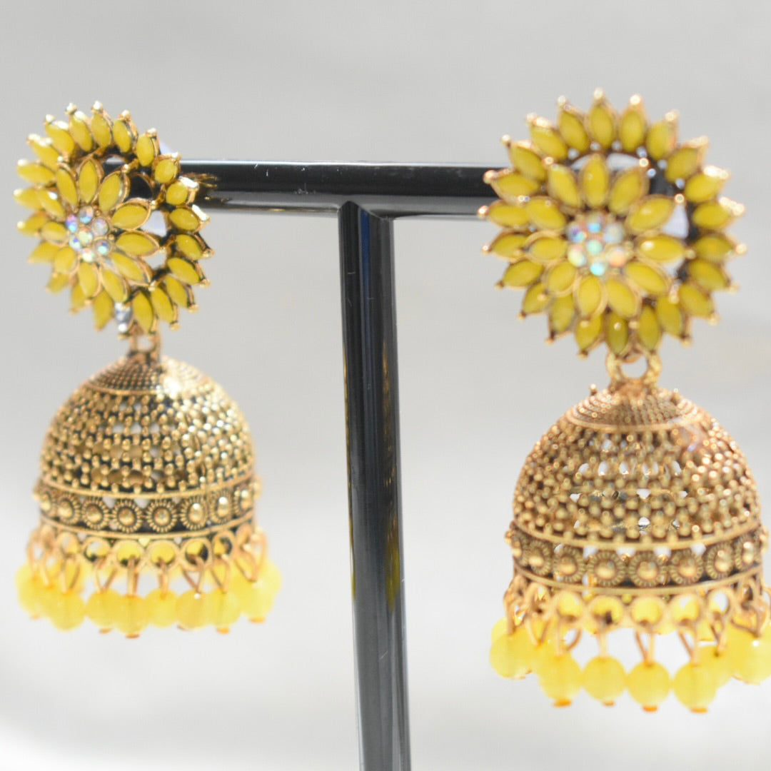 Yellow Large Flower Jhumka