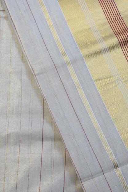 Red and Gold Stripe Tissue Set Saree