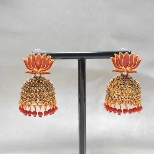 Orange Lotus Jhumka