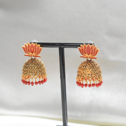 Orange Lotus Jhumka