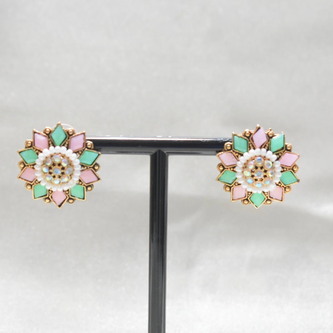 Pink and Mint Round Stud