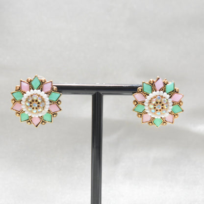 Pink and Mint Round Stud