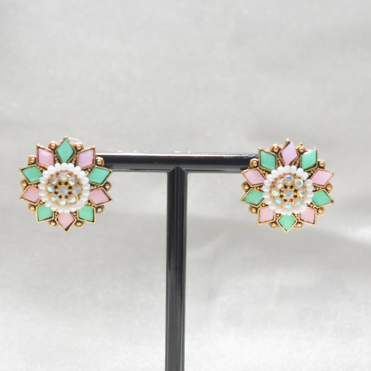 Pink and Mint Round Stud