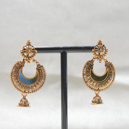 Gold Mirror Work Jhumka