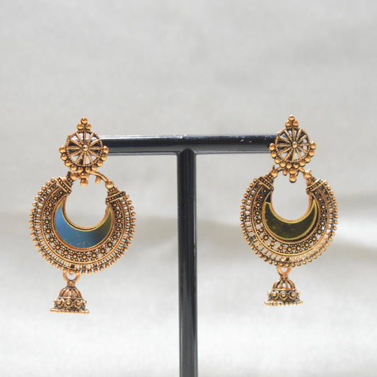 Gold Mirror Work Jhumka