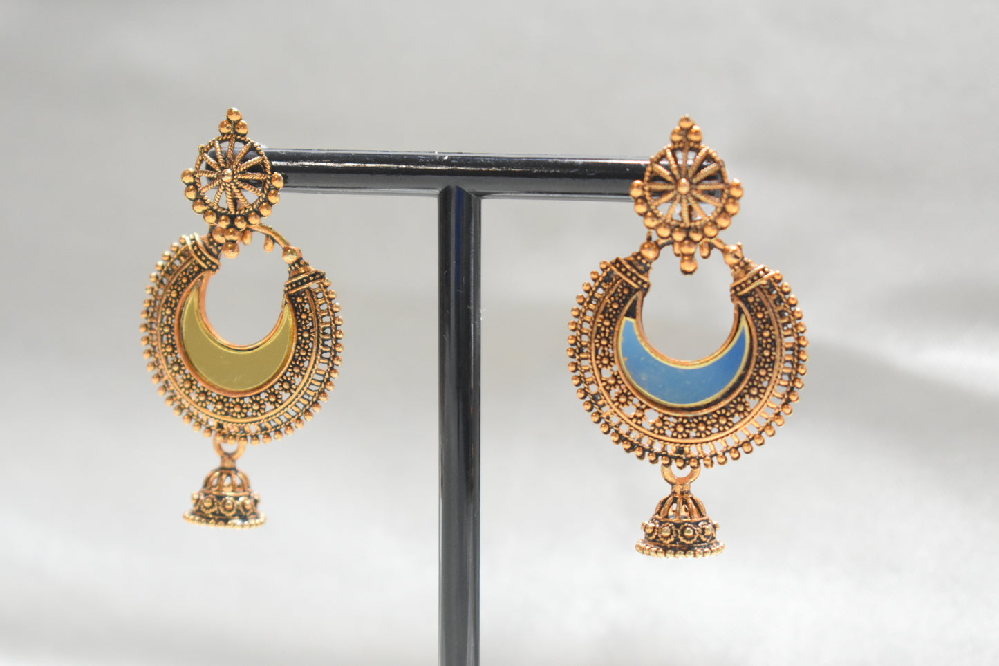 Gold Mirror Work Jhumka