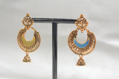 Gold Mirror Work Jhumka