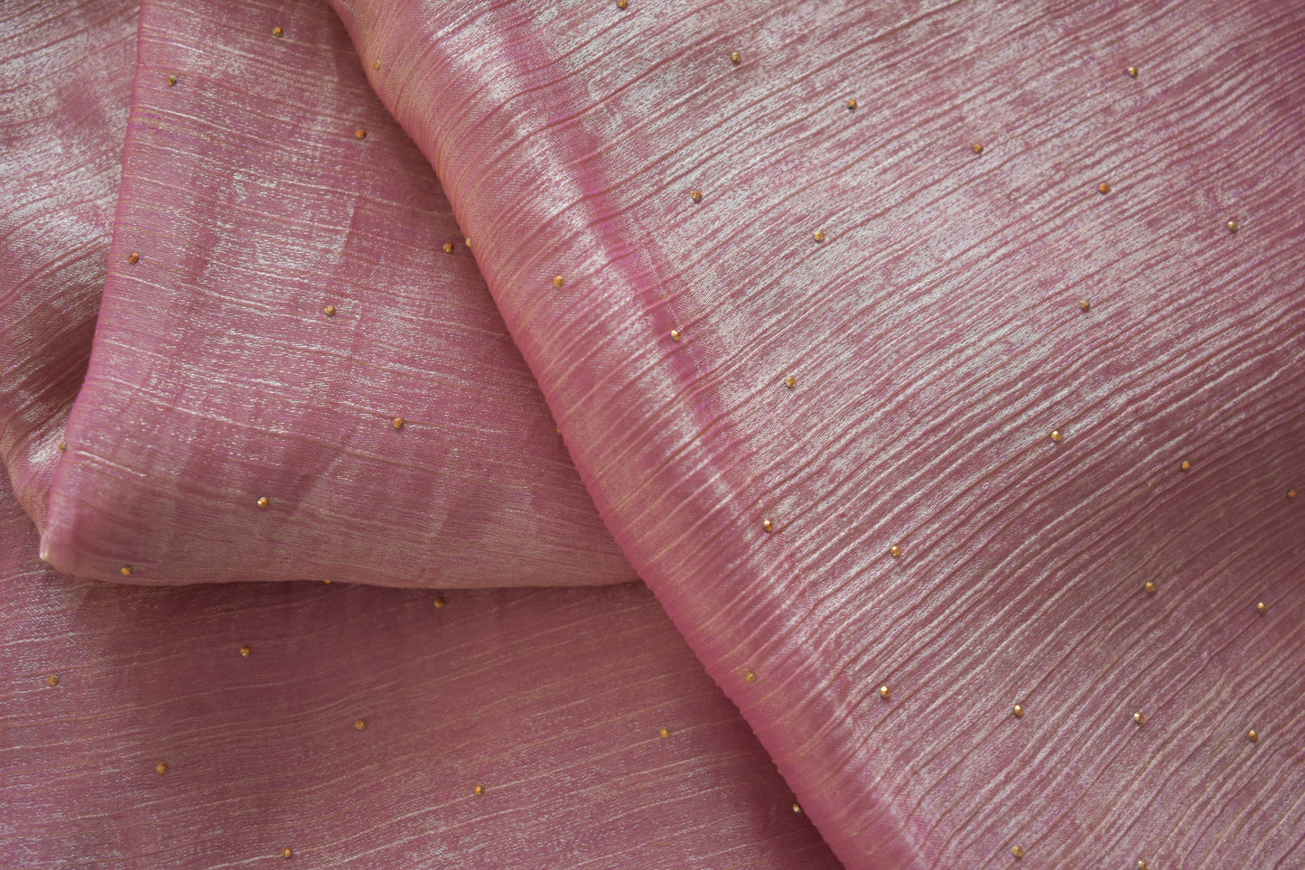 Pink Soft Space Silk Saree with Contrast Green Blouse