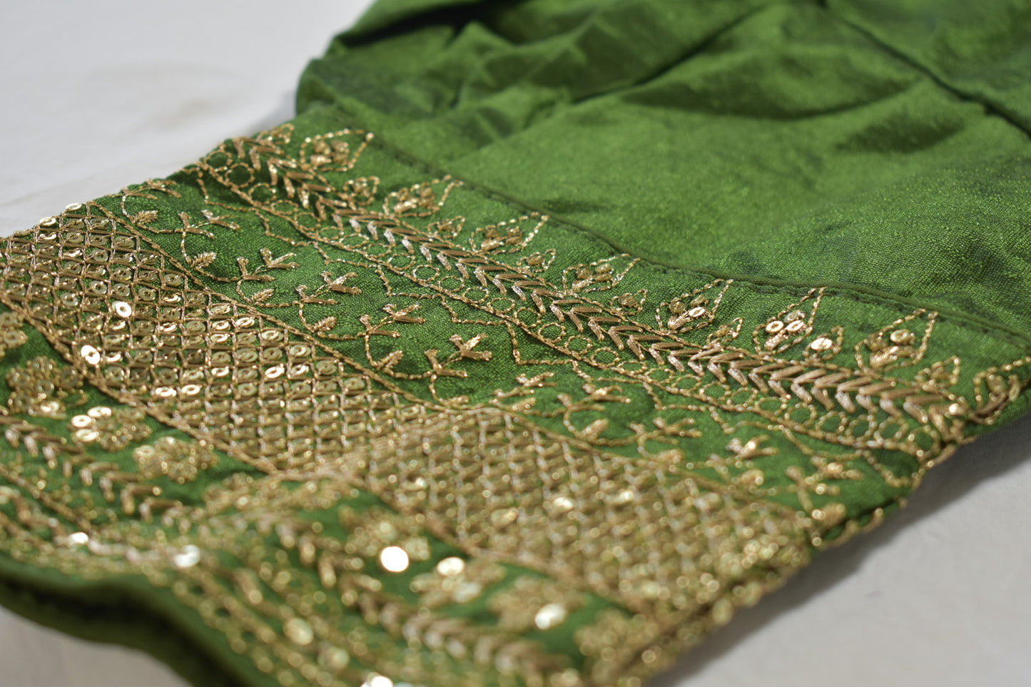 Green & Yellow Saree with Embroidered Readymade Blouse Set