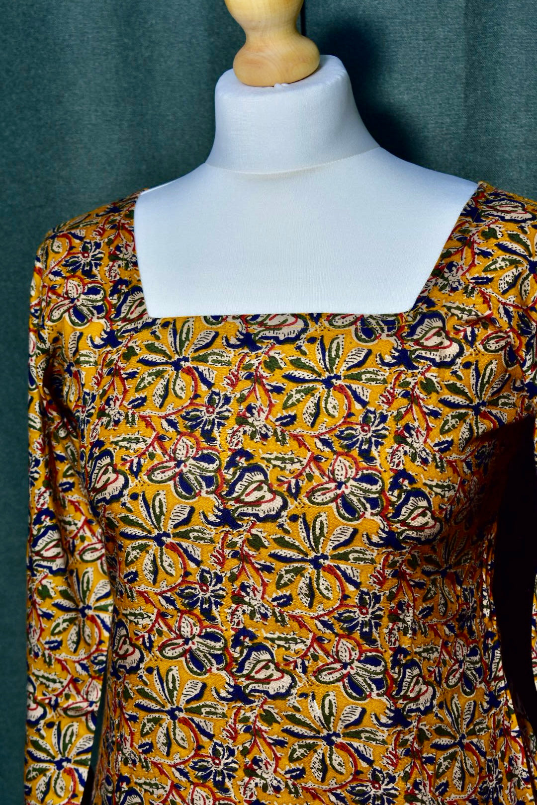Yellow Long Sleeve Square Neck Corset Top