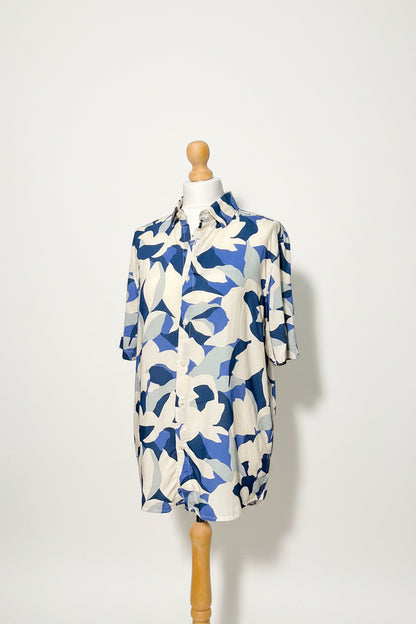 US Petrol Men’s Collage Pattern Button-Down Summer Shirt