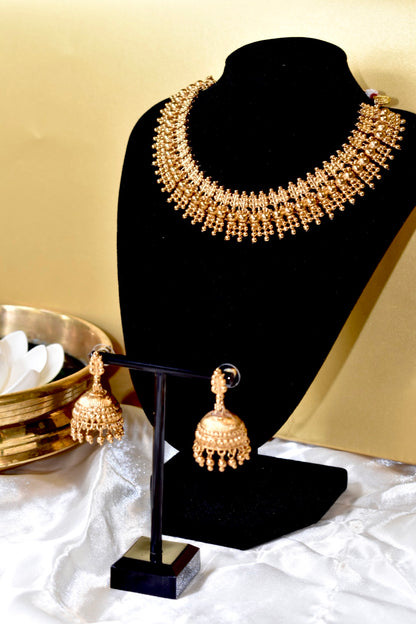 Gold-Toned Gejje Addige Gujjadi Swarna Necklace Set