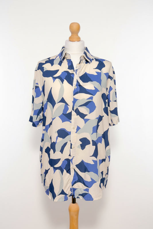 US Petrol Men’s Collage Pattern Button-Down Summer Shirt
