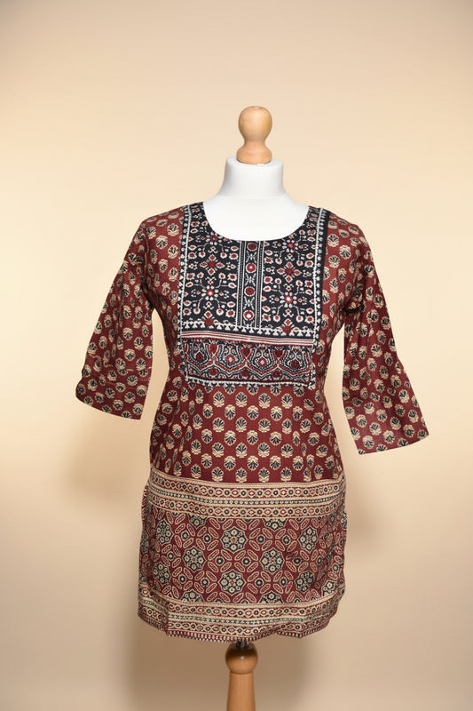 Mirror Work Red Kurti Top