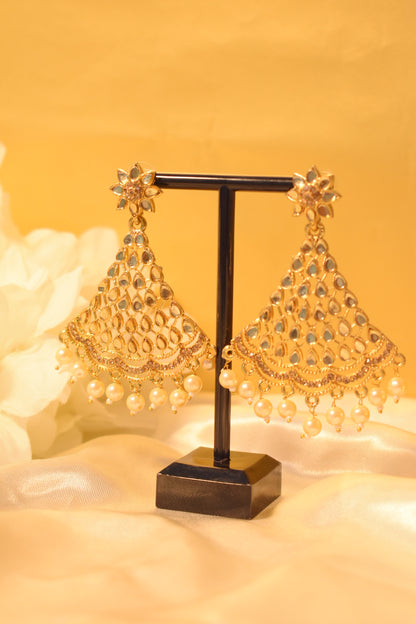 Traditional Mirror Stone Dangle Earrings
