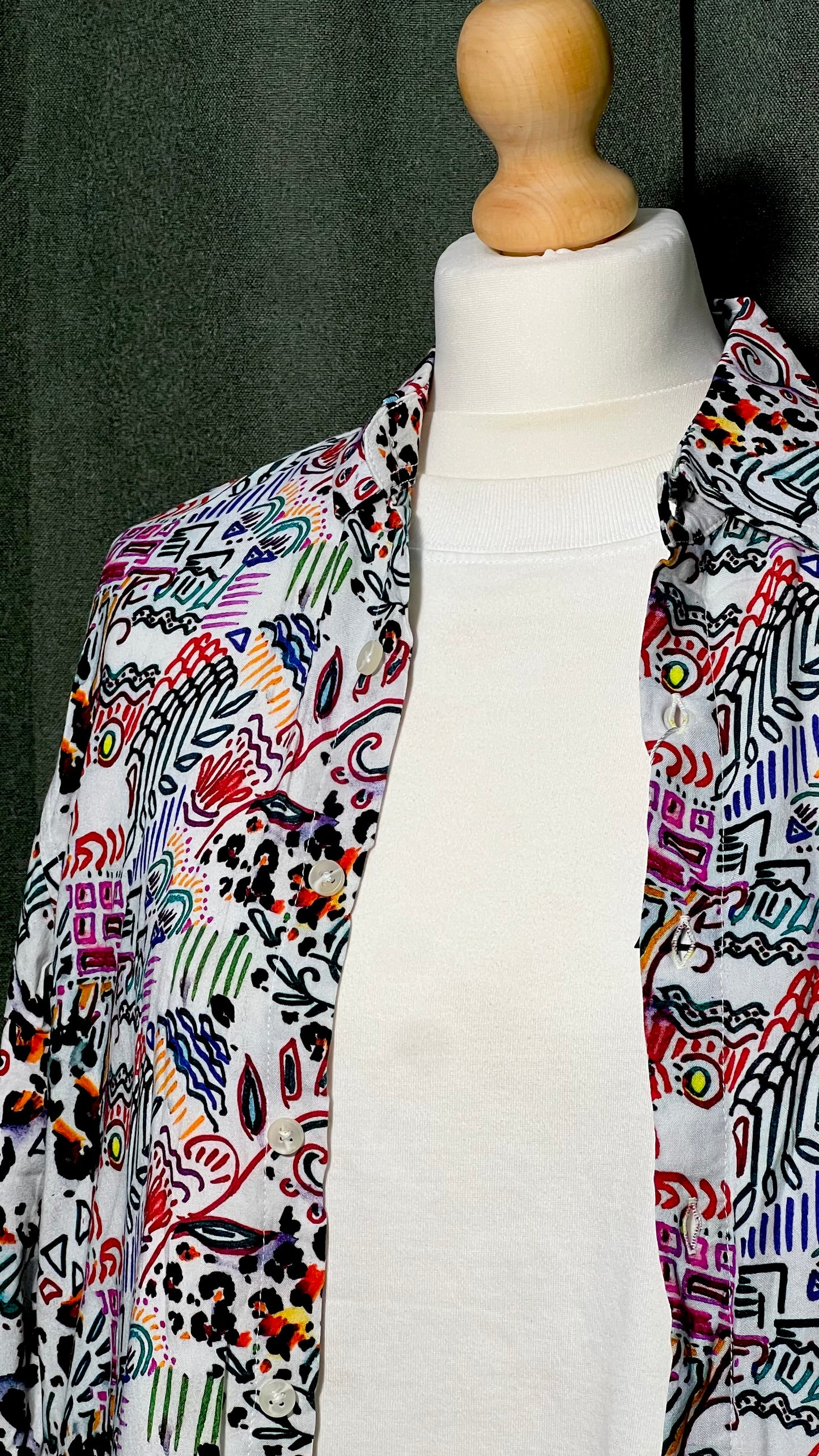 US Petrol Men’s Long Sleeve Colourful Patterned Button-Down Shirt