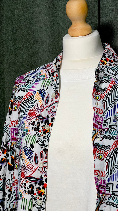 US Petrol Men’s Long Sleeve Colourful Patterned Button-Down Shirt