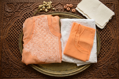 Orange Chickenkari Kurta