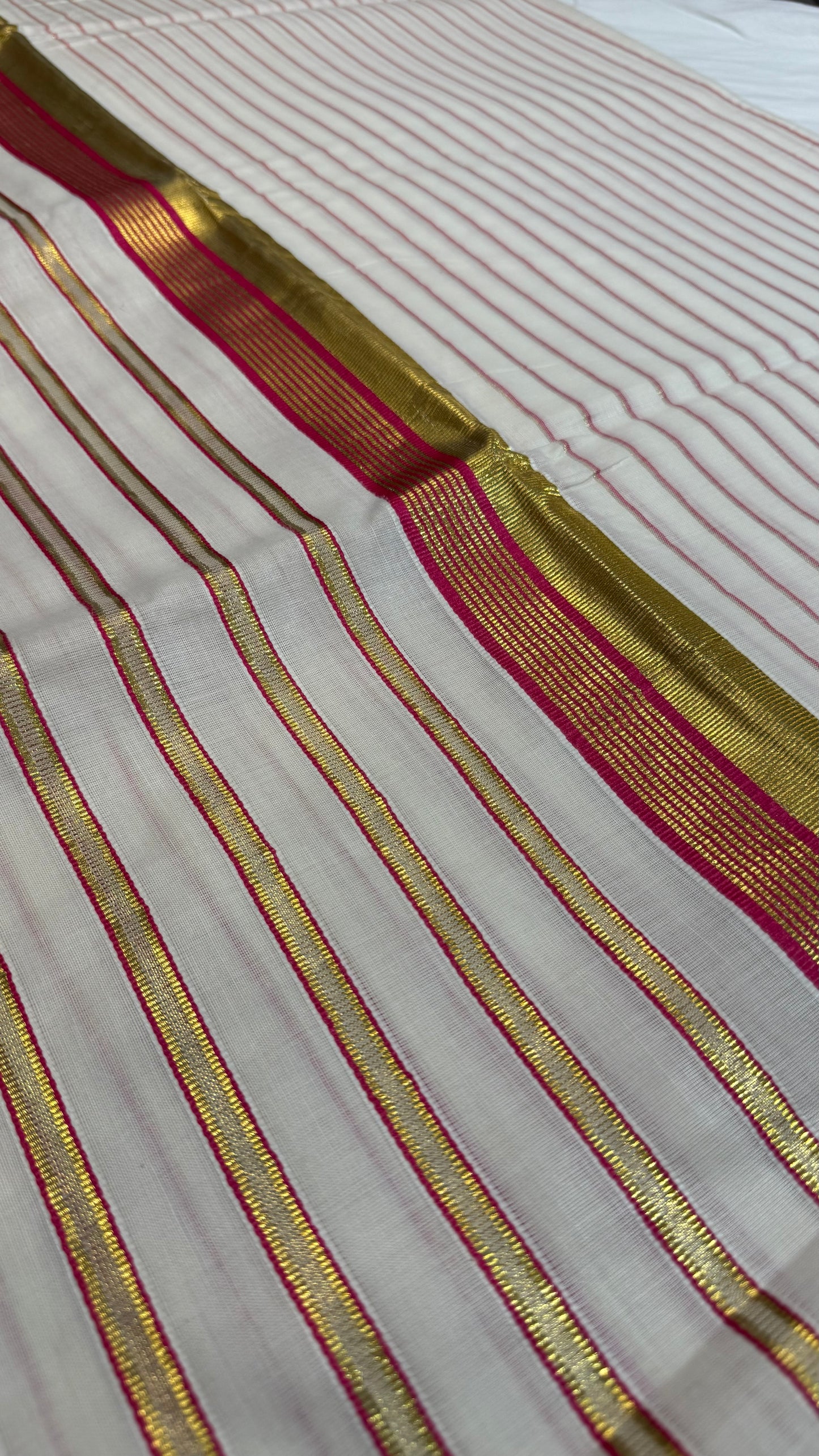Pink and Gold Stripe Set Saree