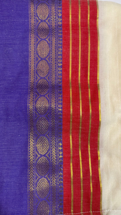 Purple & Pink Border Mul Cotton Saree