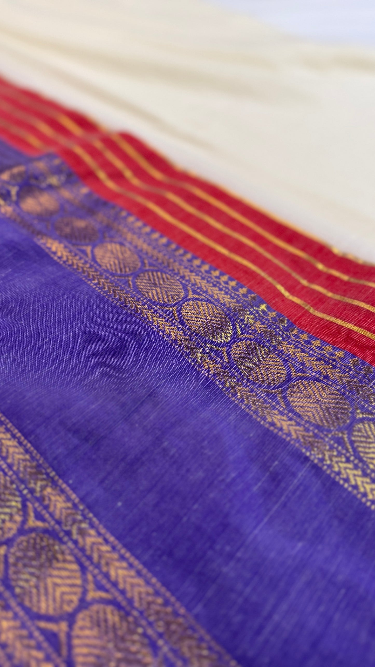 Purple & Pink Border Mul Cotton Saree