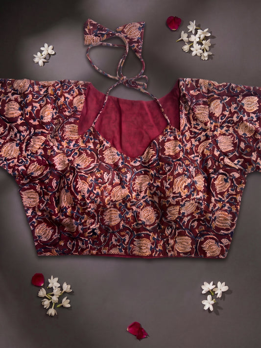 Handblock Kalamkari Cotton Halter Neck Blouse