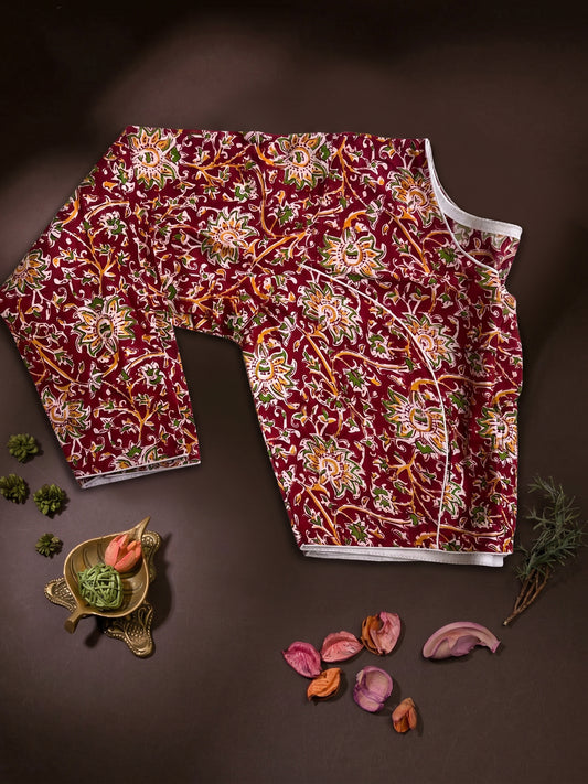 Cotton Boat Neck Full Sleeve Blouse