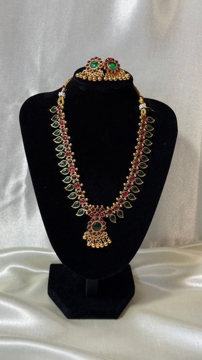 Long Leaf Necklace & Earring Set