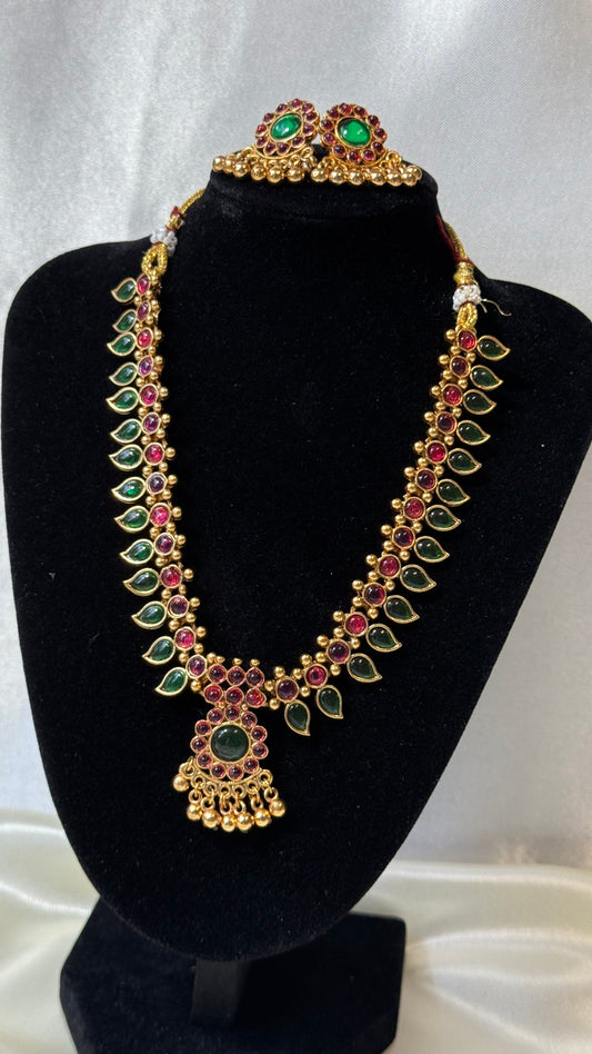 Long Leaf Necklace & Earring Set