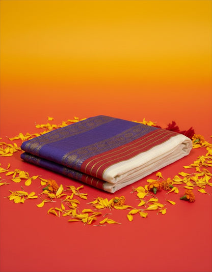 Purple & Pink Border Mul Cotton Saree