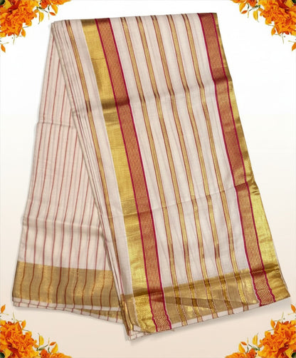 Pink and Gold Stripe Set Saree